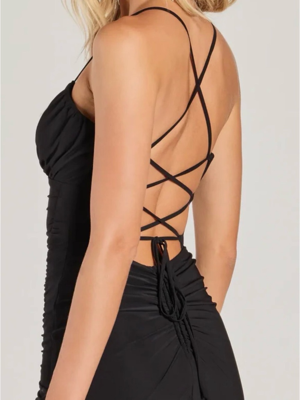 Black Strappy V-Neck Maxi Dress - Picture 2 of 7